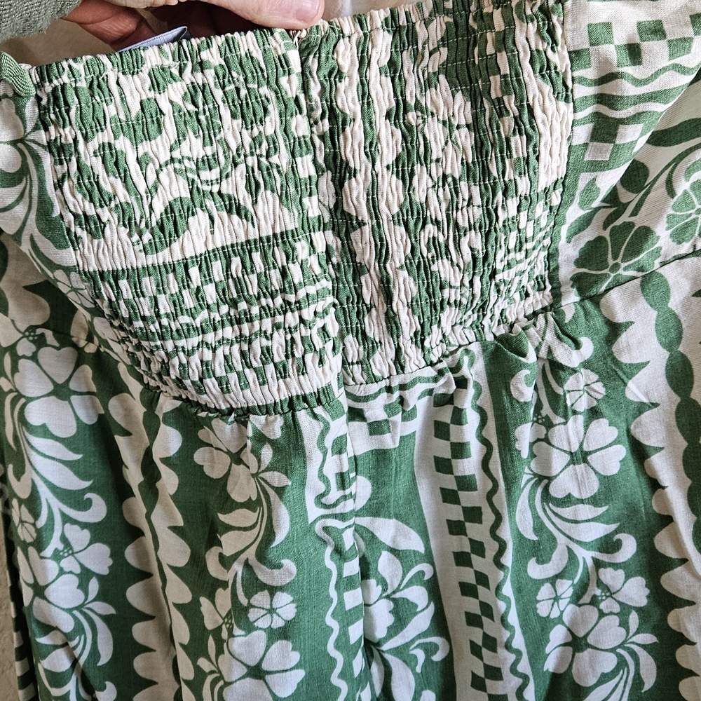 Lulu's Strapless Green Patterned Dress - Picture 5 of 10